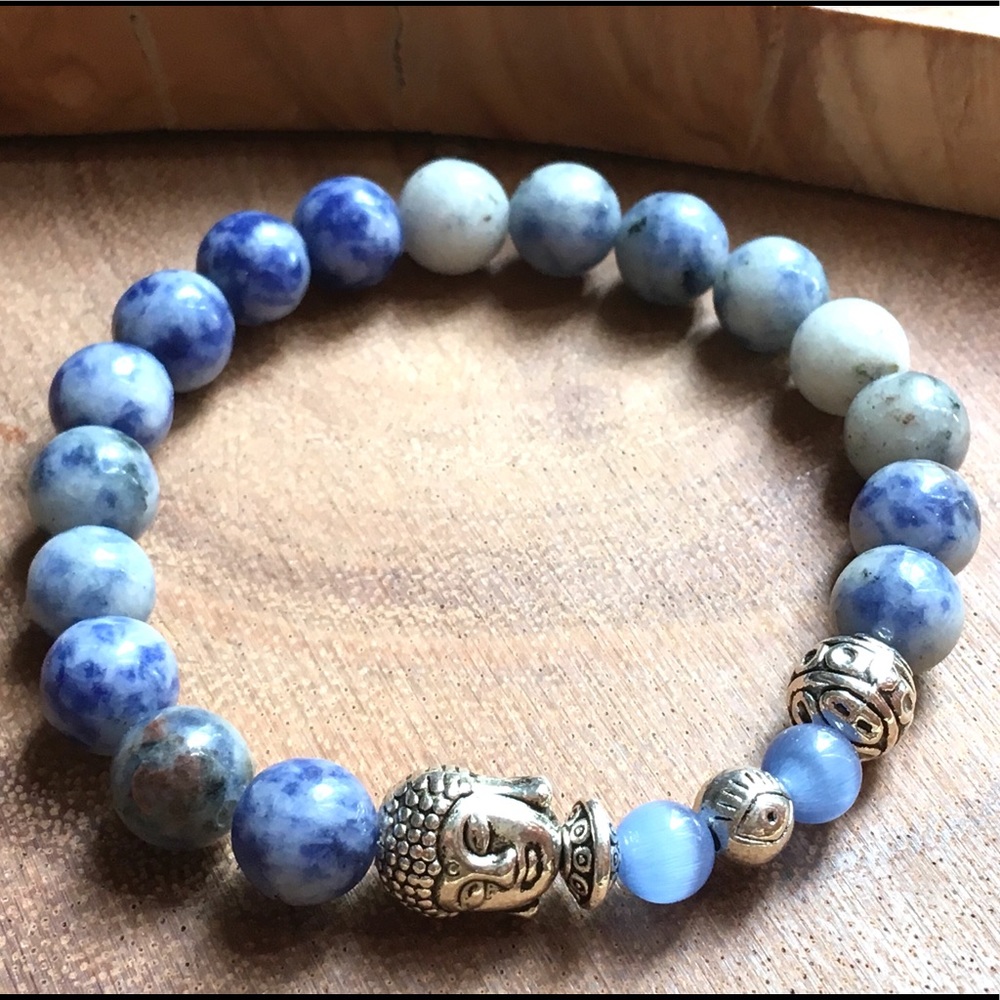 SODALITE THE EYE OF BUDDHA BRACELET WITH CATS EYE